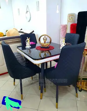 Luxurious Marble Dinning Table With Four Leather Seats