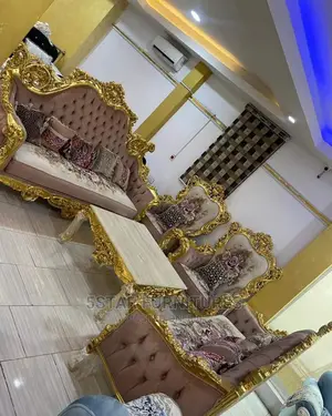 Luxury 8 Seater Living Room Fabric Made Royal Sofa Chair. 