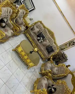 Luxury 8 Seater Living Room Fabric Made Royal Sofa Chair.