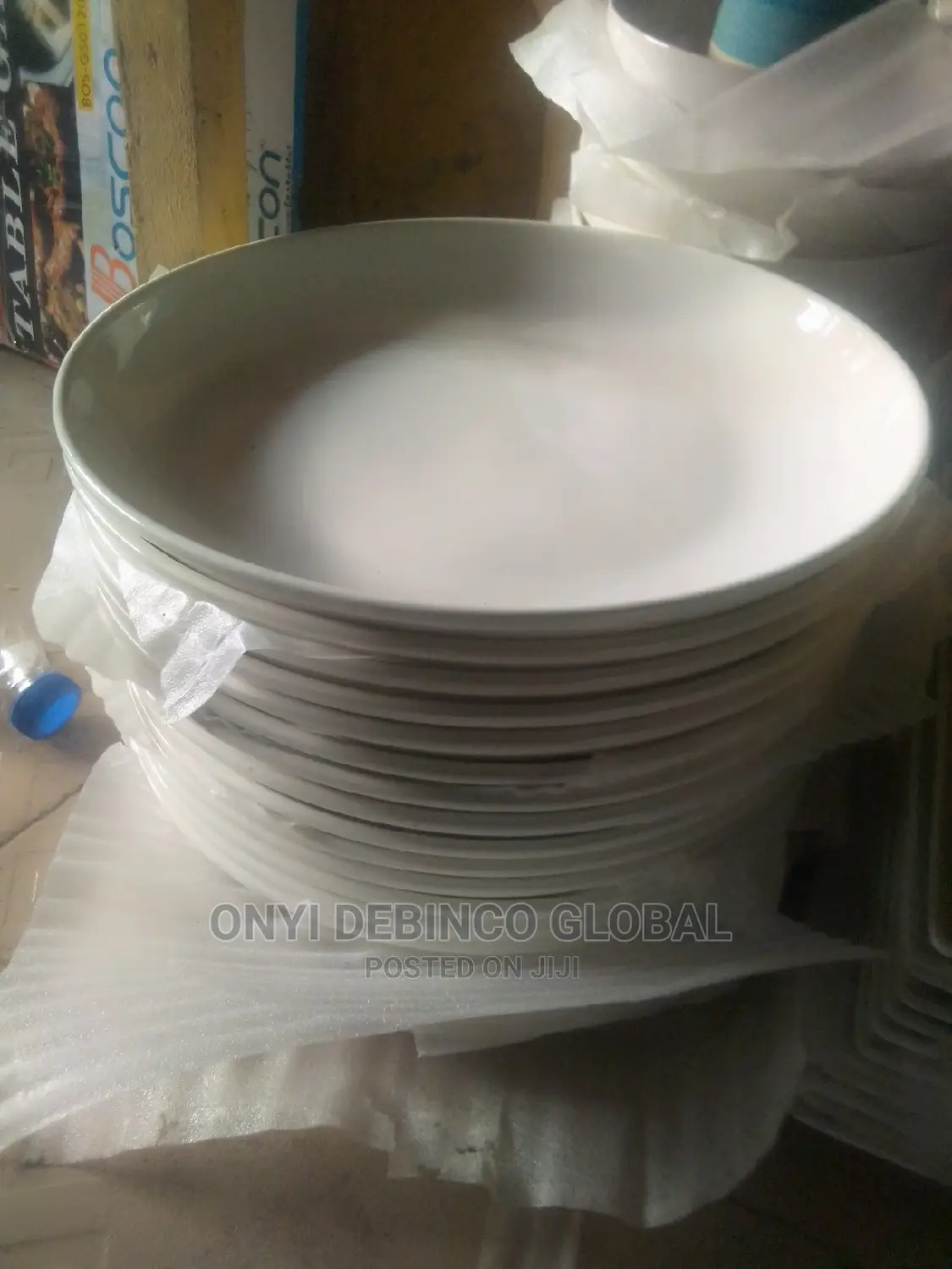 6pcs Flat Round White Breakable Dinner Plates