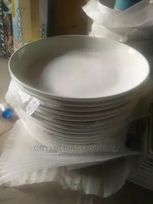6pcs Flat Round White Breakable Dinner Plates