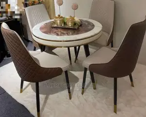 Imported Top Quality Marble Round Dinning Set With 4 Chairs