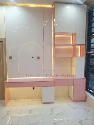 White Pink Tv Cladding, Reading Table, Bookshelf Dresser