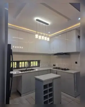U-shape White Grey Full Height Kitchen Cabinet
