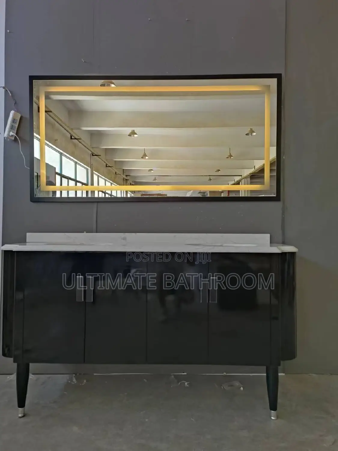 Black Double Bowl Cabinet
