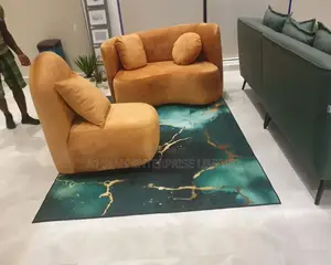 3 - 1 Seater Curved Shape Fabric Sofa With Throw Pillows