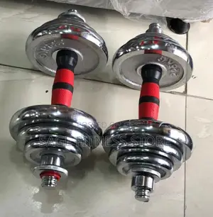 Set of 20kg Chrome Adjustable Dumbbells - 10kg Each
