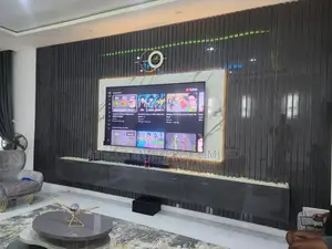 Dark Grey Slats Mable Board Tv Wall Cladding