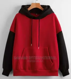 Red Black Contrast Hoodie