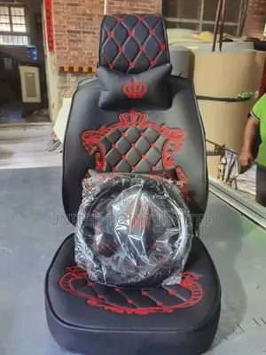 Leather Crown Seat Cover Red and Black