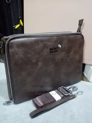 Mont Blanc Leather Men's Ampit Purse With Shoulder Strap