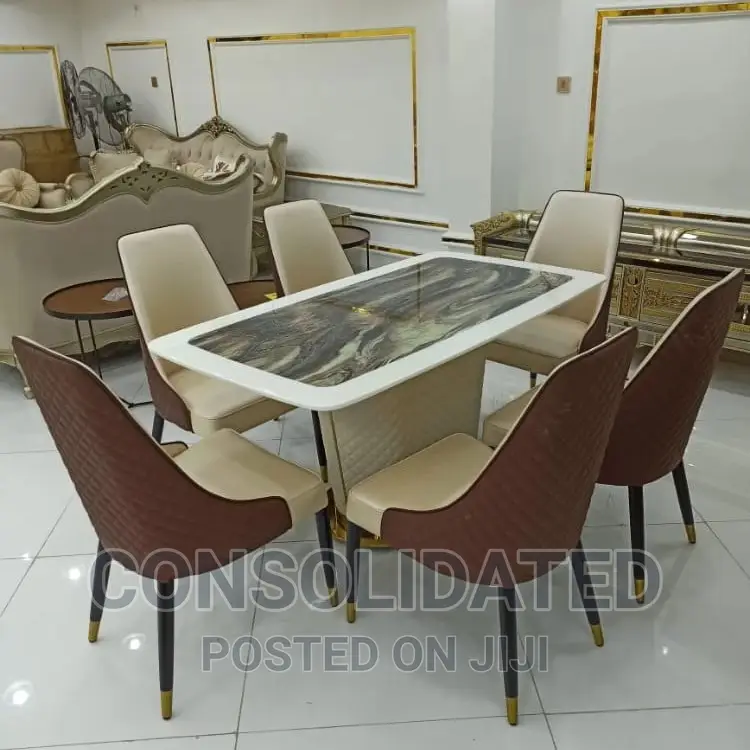 Unique Marble Dining Set With Cupboard by 6
