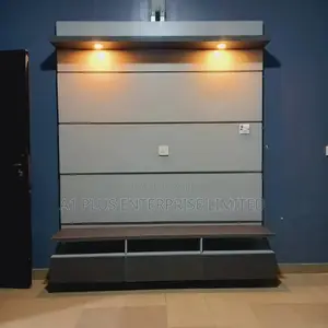Mini Tv Wall Cladding in Light Dark Grey Laminate Finish