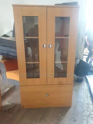 Wine Glass Cabinet With 1 Storage Drawer in HDF Matt Finish