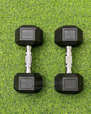10kg Pairs Hexagon Rubber Dumbbells
