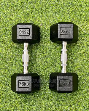 7.5kg Pairs Hexagon Rubber Dumbbells