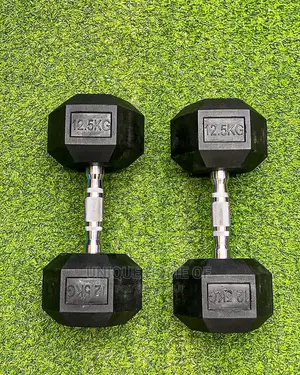12.5kg Pairs Hexagon Rubber Dumbbells
