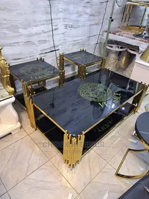 Classic Versace Glass Table and Side Stool