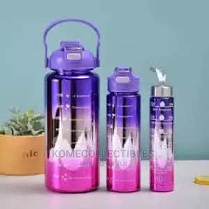 3 in 1 Rainbow Motivational Water Bottle