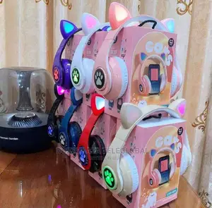 Cute Cat Headphones Bluetooth Girls Kids Glowing Wireless