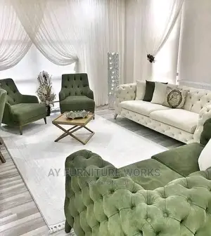 Luxury 7 Seater Living Room Fabric Made Royal Sofa Chair.