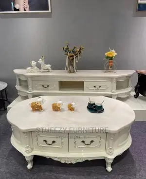 Royal Marbel Top LED TV Stand With Center Tables