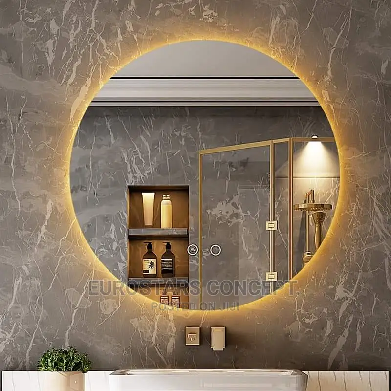Round Simple Mirror With Lights