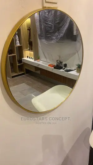 Gold Frame Round Mirror