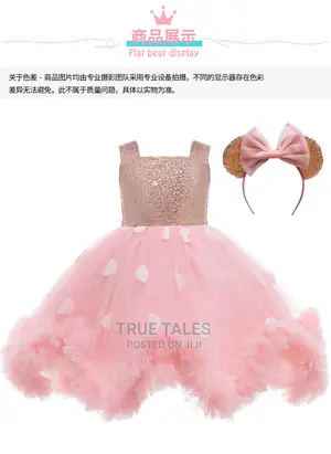 Girls Us Pink Ball Gown Dress With Hairbow
