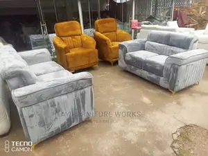 Luxury 7 Seater Living Room Fabric Made Royal Sofa Chair.