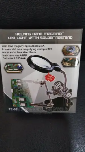 Portab Helping Hand Led Light Maginfier+Solderingstand Glass