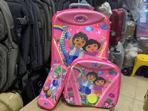 3n1 Dora Cartoon Character Pink Trolley Bag With Wheels