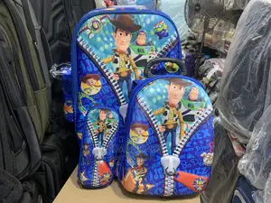 4n1 Cartoon Character Kids Trolley Backpack With Wheels