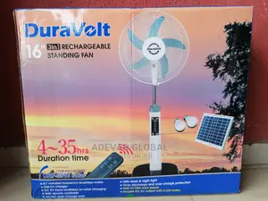 Duravolt 16 Inch Rechargeable Standing Fan Plus 2 LED Bulbs
