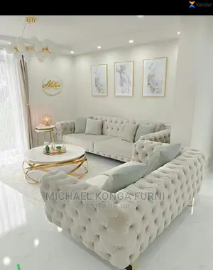 Modern 7 Seater Living Room Fabric Made Royal Sofa Chair.