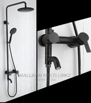 Matte Black Shower With Hand Shower, Down Tap