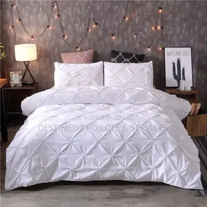 King Size White Duvet Set With Bedsheet and 4 Pillow Cases