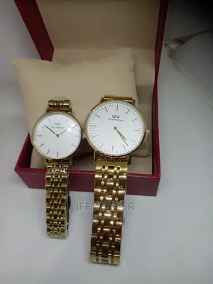 Daniel Wellington Couples White Face Chain Watch - Gold