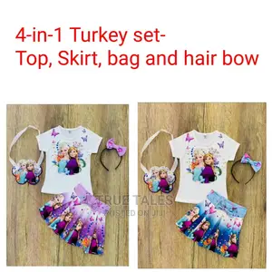 Turkey Frozen Top+Skirt With Hairband And Bag 4in1 Set