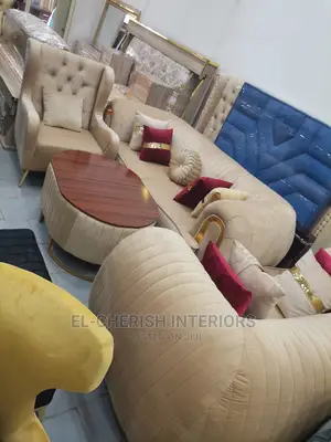 Modern 7 Seater Living Room Fabric Made Royal Sofa Chair.