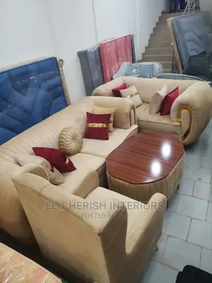 Modern 7 Seater Living Room Fabric Made Royal Sofa Chair.