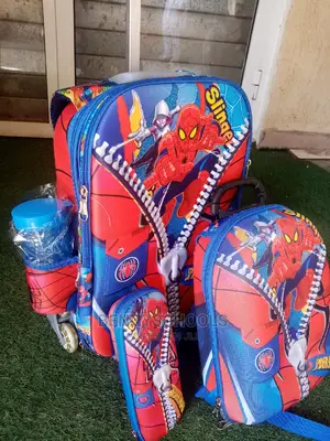 Set of 4 in 1 Spiderman Kids Children Boy Trolley School Bag