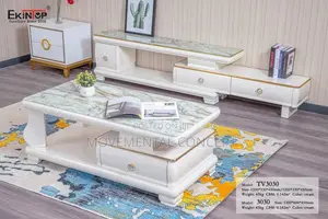 Glass Marble Center Table and Glass Marble Tv Stand