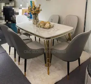 Marble Dining Table by 6 Chairs (EZC)