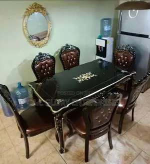 Dining Table (Wood Top) + 6 Chairs (EZC)