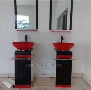 Glass Wash Hand Basin With Mirror