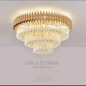 Round Golden Black Crystal Chandelier