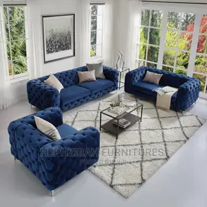 Blue Chesterfield Sofa With Pillows