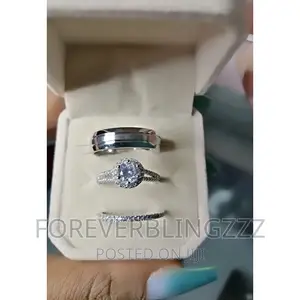 Wedding Ring Set.Authentic Sterling Silver and Titanium.
