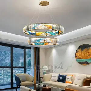 Dimmable LED Stained Glass Oval Chandelier